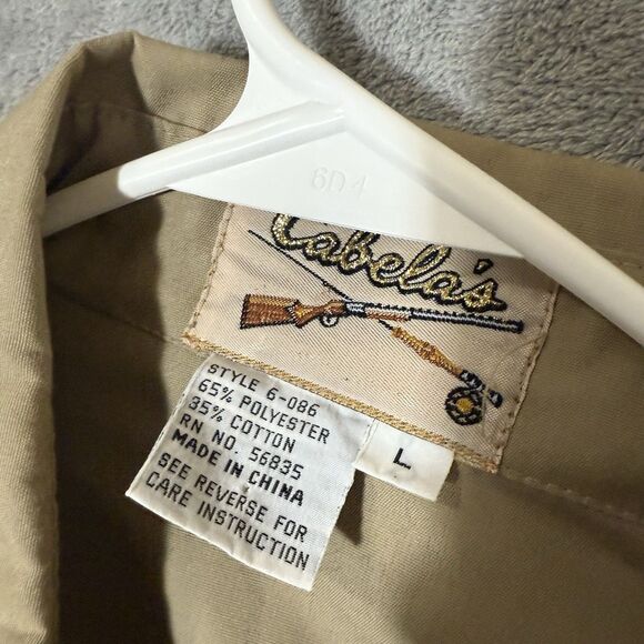 Vintage Cabelas Jacket Mens L Tan Hunting Shooting Fishing Safari Field Belted - Picture 4 of 9